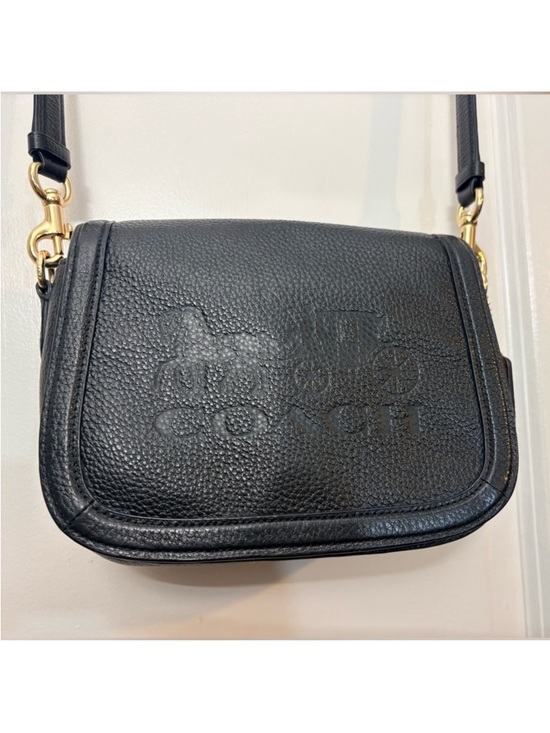 Coach Handbags - Coach Horse and Carriage Saddle Bag Black Pebbled Leather C4058